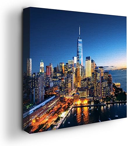 MAVIS PRINT Arte de pared en lienzo de la ciudad de Nueva York de 14 x 14 pulgadas, decoración de pared de ciudad Impresión HD y marco de madera MAVIS PRINT Arte de pared en lienzo de la ciudad de Nueva York de 14 x 14 pulgadas, decoración de pared de ciudad Impresión HD y marco de madera