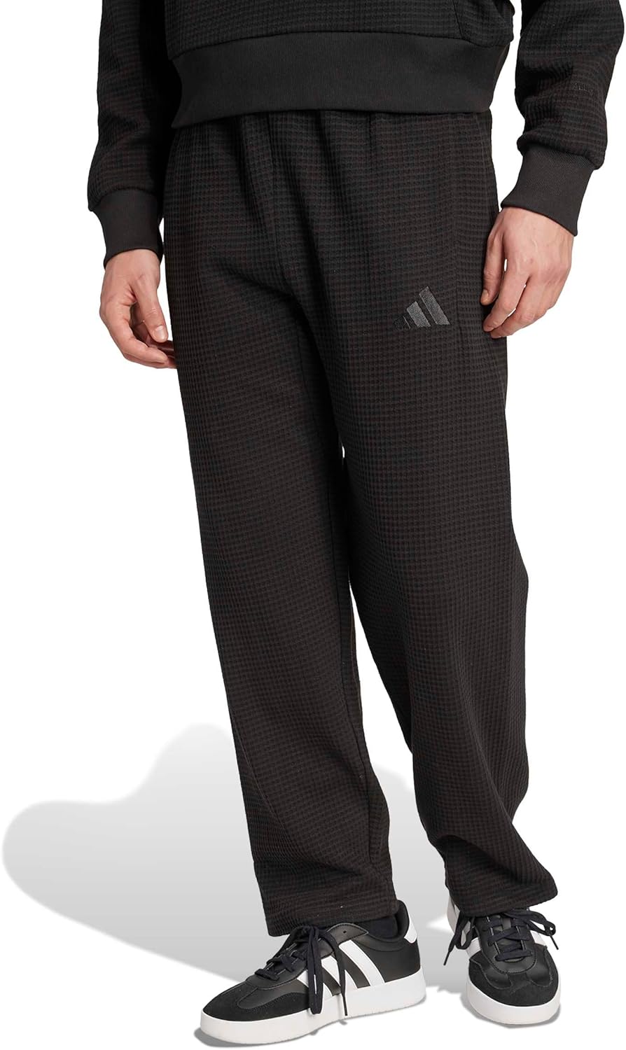 Adidas Mens All Szn Waffle-Knit Loose Open Hem Pants