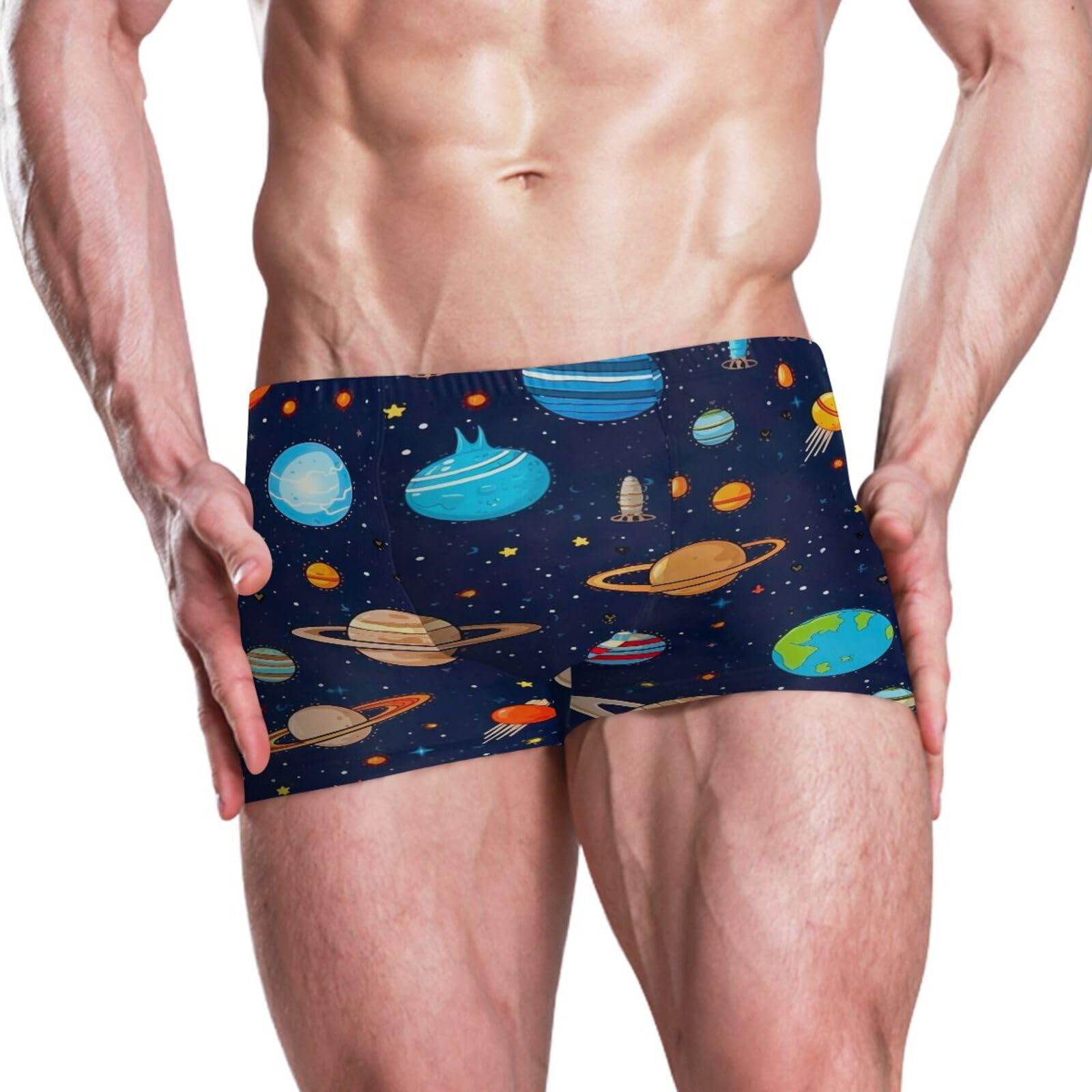 UMIRIKO Mens Swim Trunks Space Planet Galaxy Square Leg Swimwear Bathing Suits Swimsuit for Men XL 202a0379