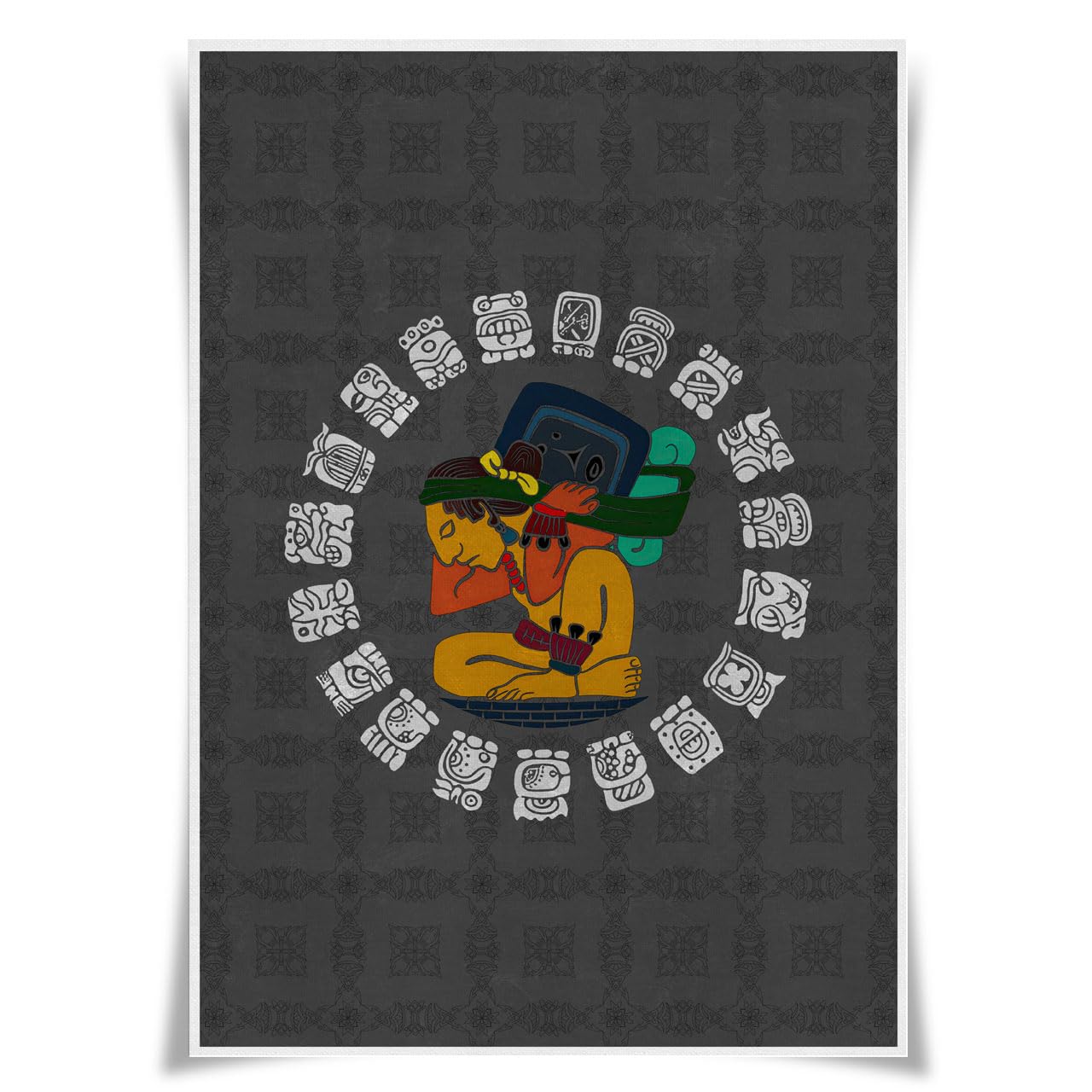 Nice Captain Ancient Empire Banner Empire Flag A3 Poster Emblem Prints Wall Art (Maya Civilization)