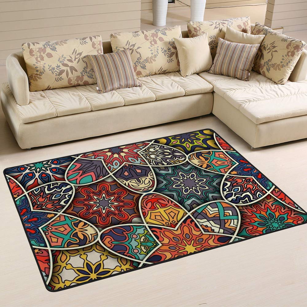 Tapis mandala floral vintage Ruchen pour camoufler les imperfections du sol avec élégance