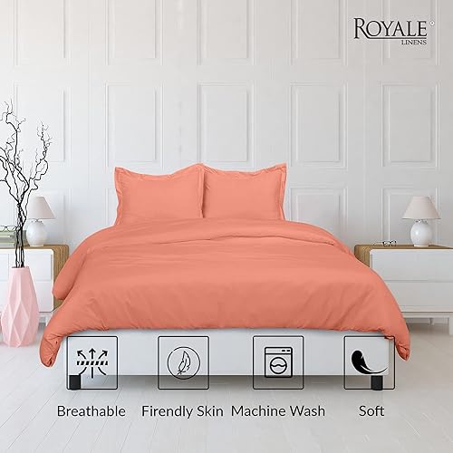 Miniatura 3 de ROYALE LINENS Funda de edredón coral tamaño individual Fundas de edredón de 2 piezas Cierre de cremallera 1 funda de edredón individual de 68 x
