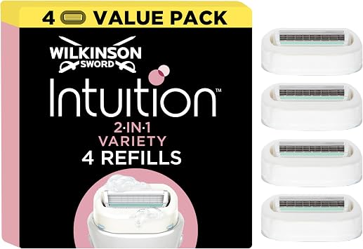 WILKINSON SWORD Intuition Ultra Moisture Women's Blade Refills Pack of 3 plus 1 Free Enriched with Shea Butter