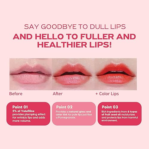 Miniatura 4 de FRUDIA Pomegranate Honey Lip Balm, Lip Plumping, Hydrating, & Translucent Red Tinted 3-in-1 Korean Lip Balm made with Pomegranate Extracts for Dry &