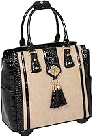 Vista 7 de JKM & Company Bolsa con ruedas para laptop para mujer, maletín con ruedas de diseño, se adapta a portátiles de 13 a 17 pulgadas, estuche