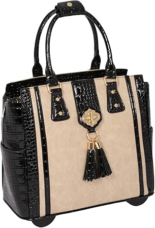 Amazon Com The Montecito Cream Python Black Alligator Crocodile Rolling Compatible With Computer Ipad Tablet Or Laptop Tote Carryall Bag Electronics