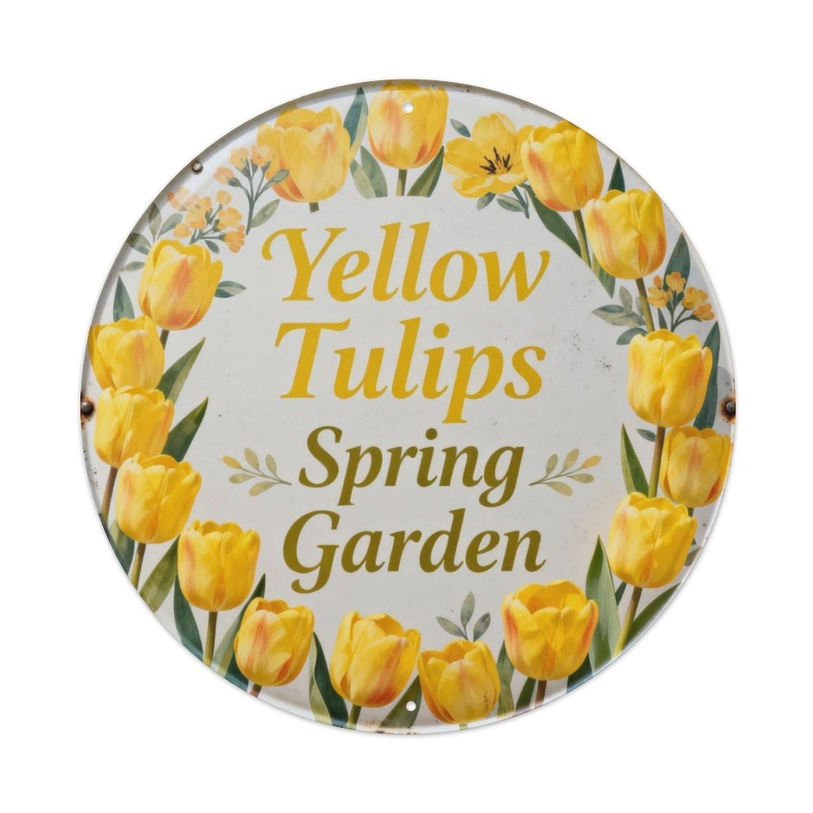 Yellow Tulips Spring Garden Metal Tin Sign Plaque
