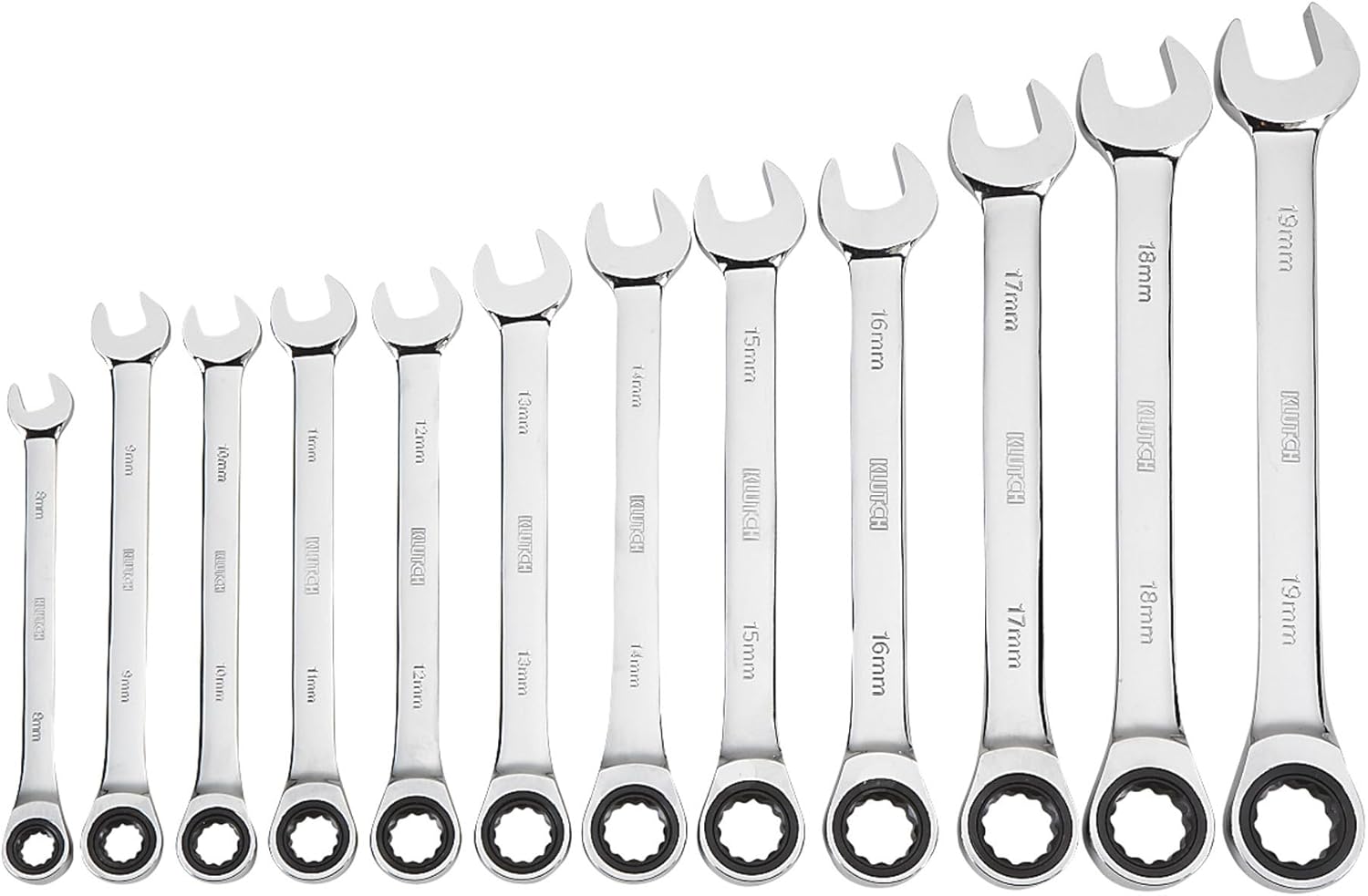Klutch Ratcheting Wrench Set - 12-Pc Metric: 8-19mm