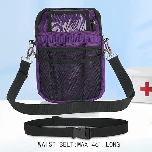 Miniatura 7 de Riñonera para enfermera con soporte de cinta, bolsa de bolsillo para equipo médico con múltiples compartimentos, bolsa organizadora de enfermería,