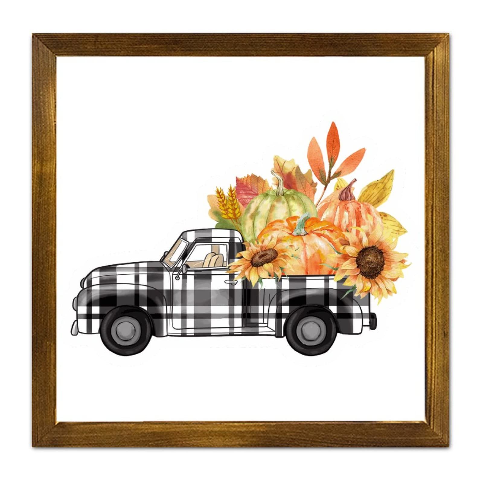 Panneau bois noir camion automne pour une déco de salon cosy