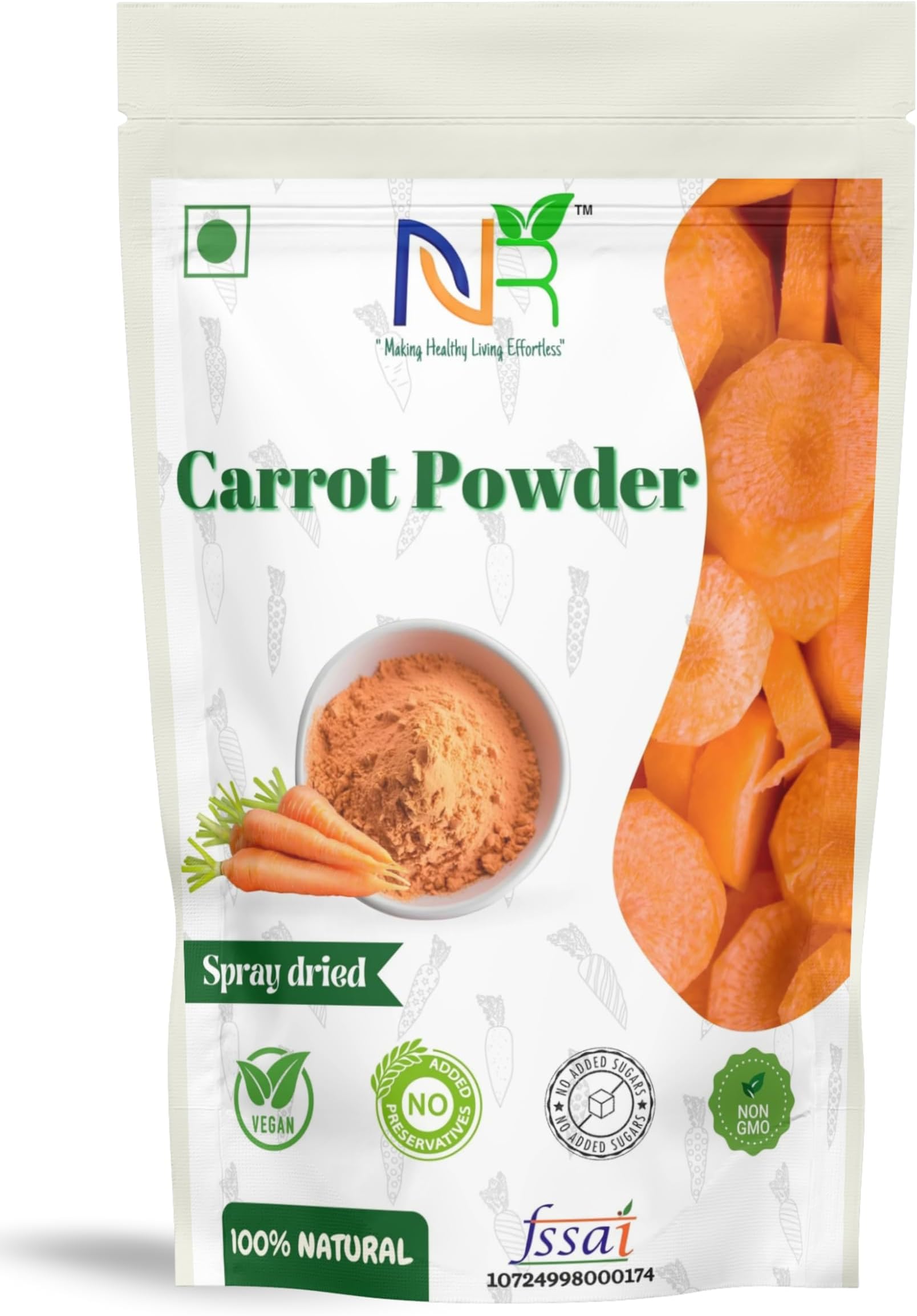 Carrot Juice Powder (200 grams), 100% natural, Instant Soluble in water, No preservative added, no sugar added, Nutrient-Rich Superfood Supplement, 100% Water Soluble, Rich in Vitamins & Antioxidants, Perfect for Juice, Smoothies & Baking