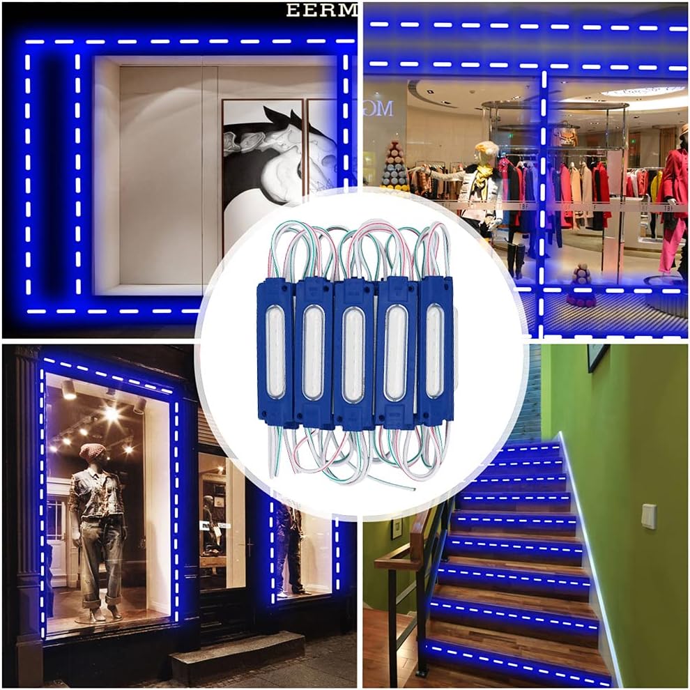 YSY LED Storefront Lights Outdoor Module Light COB LED Lights with Tape Adhesive Waterproof Storefront Window Light for Business Store Advertising Signs 20pcs (Blue)