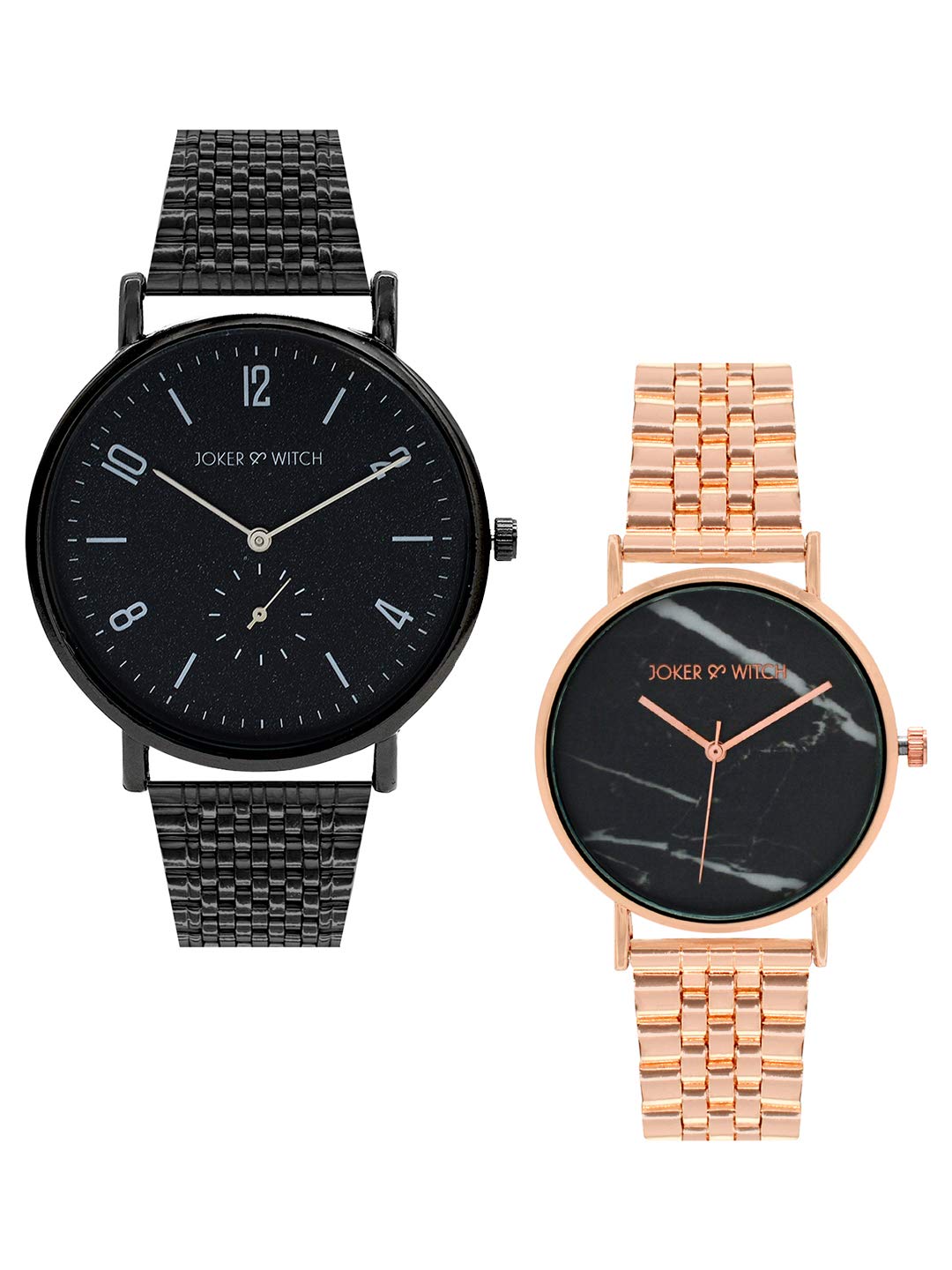Joker & Witch Stainless Steel Marissa & Alex Couple Analog Black Dial Watch Gift Set For Men And Women, Band Color:Rose Gold (B08WWLNZHQ) Amazon Price History, Amazon Price Tracker