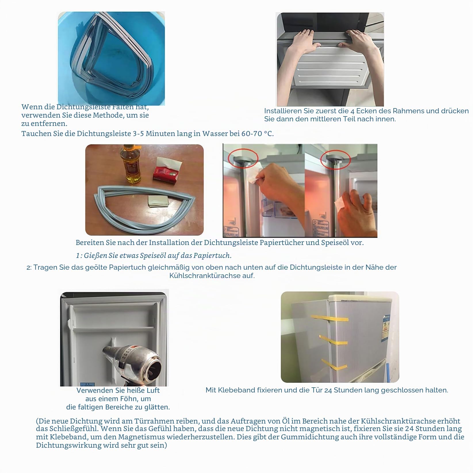 Kühlschrankdichtung Türdichtung Kühlschrank Reparaturset - Universal PVC Türdichtung Dichtung für Kühlschrank Gefrierschrank KühlGefrierKombination Truhe
