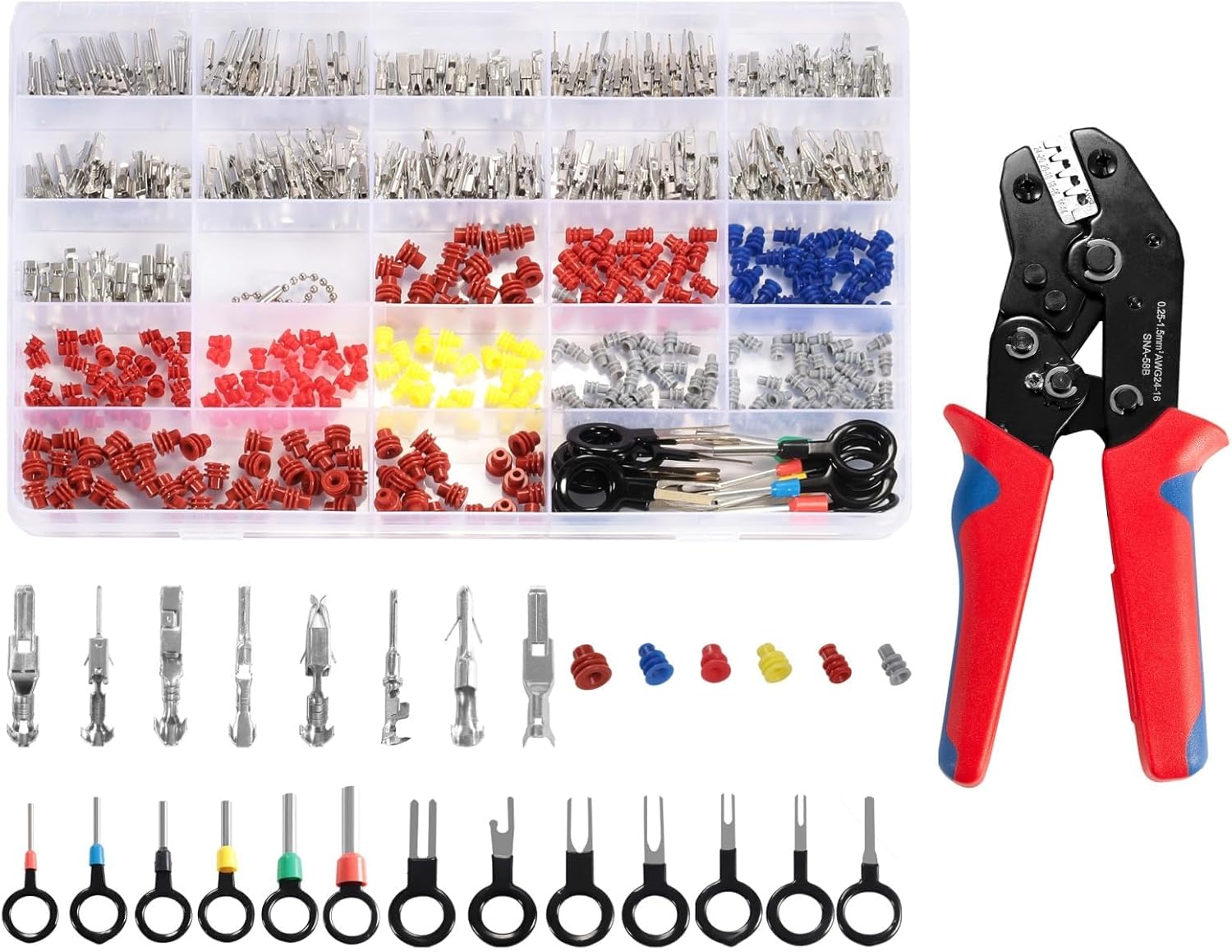 26 Kinds Automotive Electrical Pin Connectors Kit, Wire Crimping Tool ...