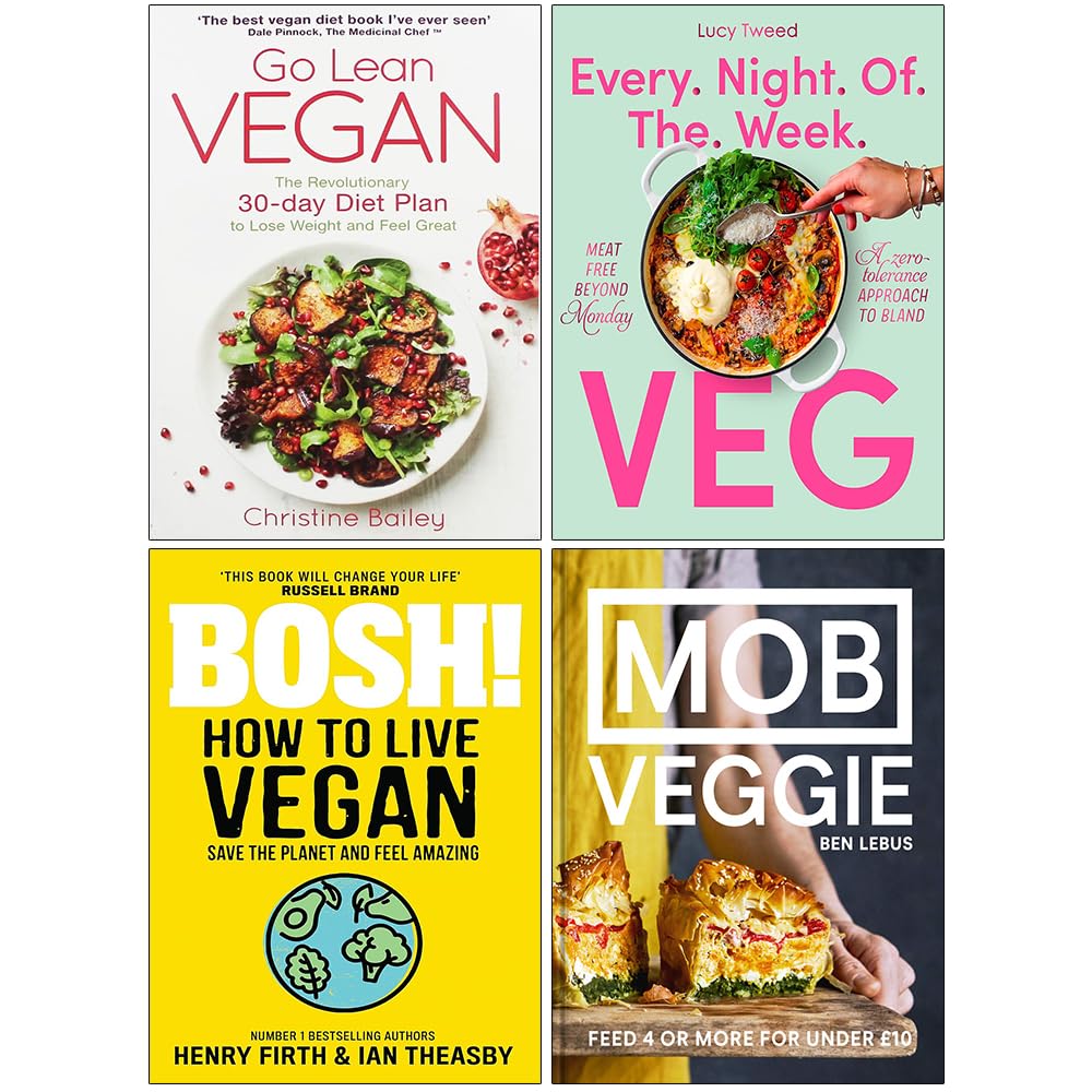 Go Lean Vegan, Every Night of the Week Veg, Bosh! How to Live Vegan & [Hardcover] MOB Veggie 4 Books Collection Set