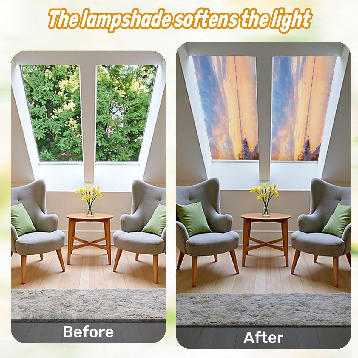 Fluorescent Light Covers for Ceiling Lights Sky sunset seafront Nature composition Panoramic sunset sky Beautiful Easy to Install Magnetic Light Filter for Classroom Office Hospitals School Home Decor