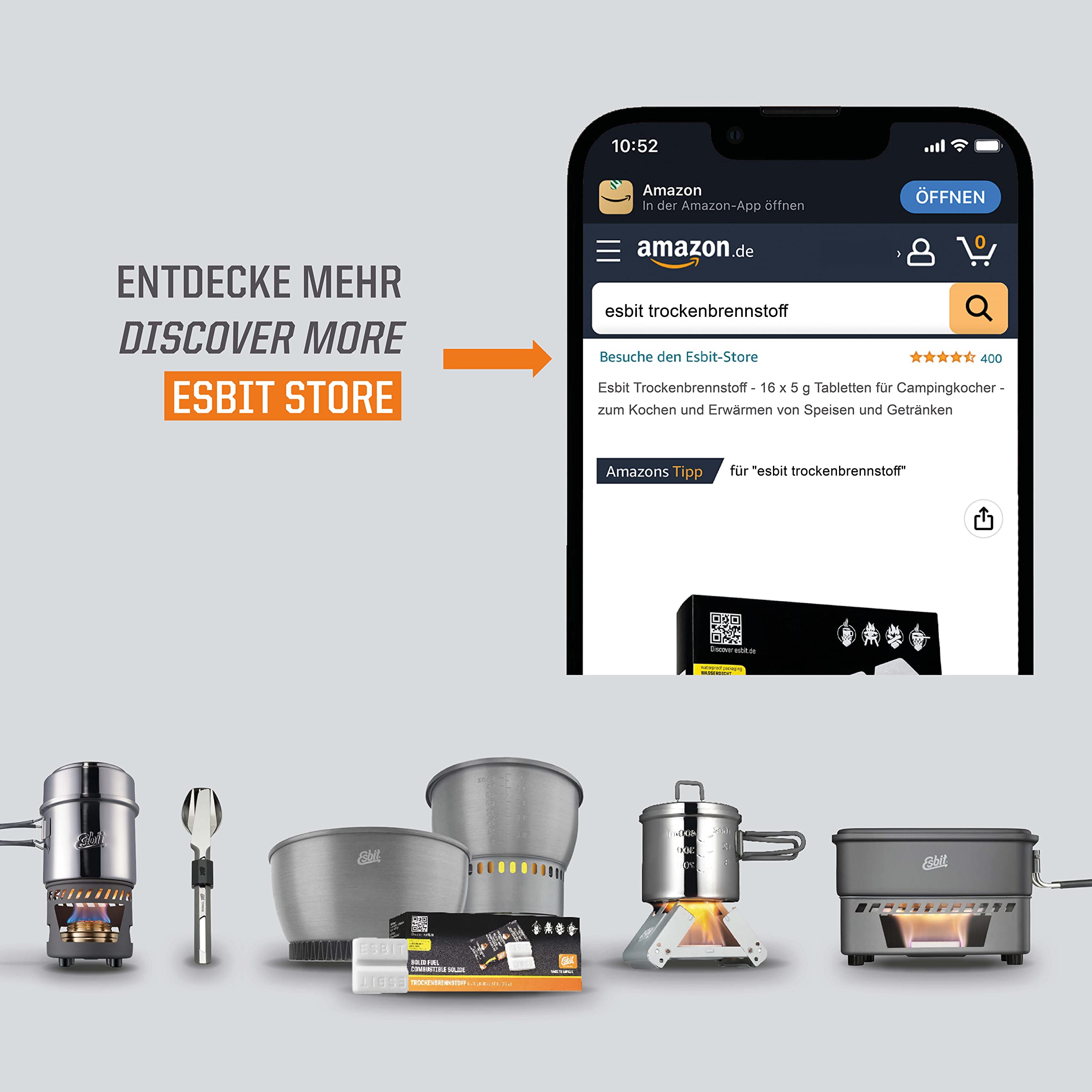 Esbit, compresse di combustibile secco da 5 g, per cucinare o anche come accendifuoco per barbecue