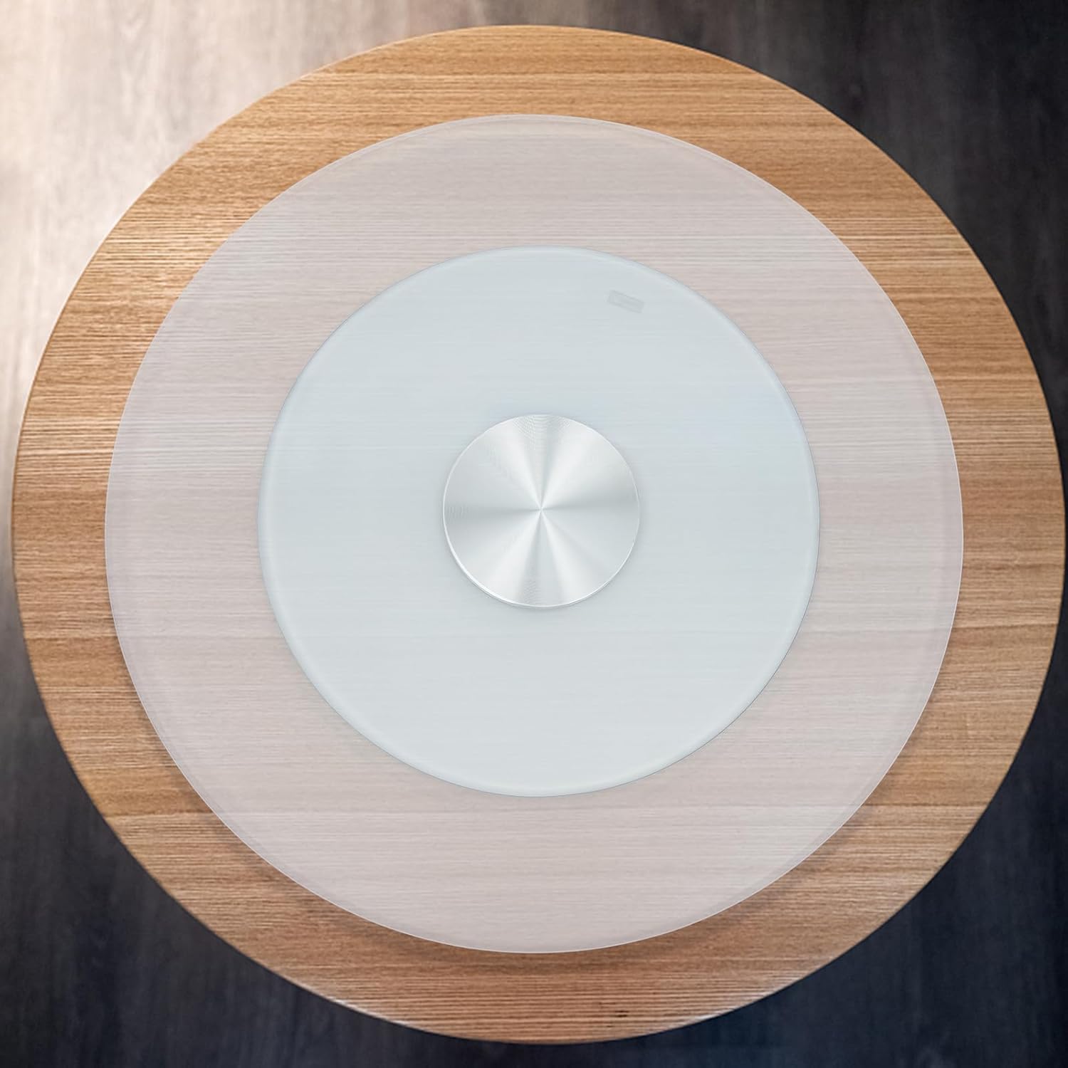 Round Glass Table Top, Tempered Glass Table with 14.96inch Chassis, Beveled Polishing Process, Clear Table Top Glass for Replacement, Tabletop Protector, Patio (70cm/28inch)