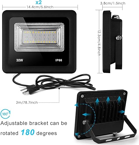 Miniatura 2 de Remon Luces de inundación LED RGB que cambian de color, iluminación LED de escenario de paisaje al aire libre, 30 W Bluetooth Smart Floodlights Rgbw
