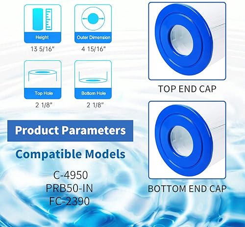 Miniatura 4 de CLARIFY Filtro de piscina y spa reemplaza a Unicel C-4950, Pleatco PRB50-IN, Guardian 413-212-02, Filbur FC-2390, 373045, 03FIL1600, 17-2380,