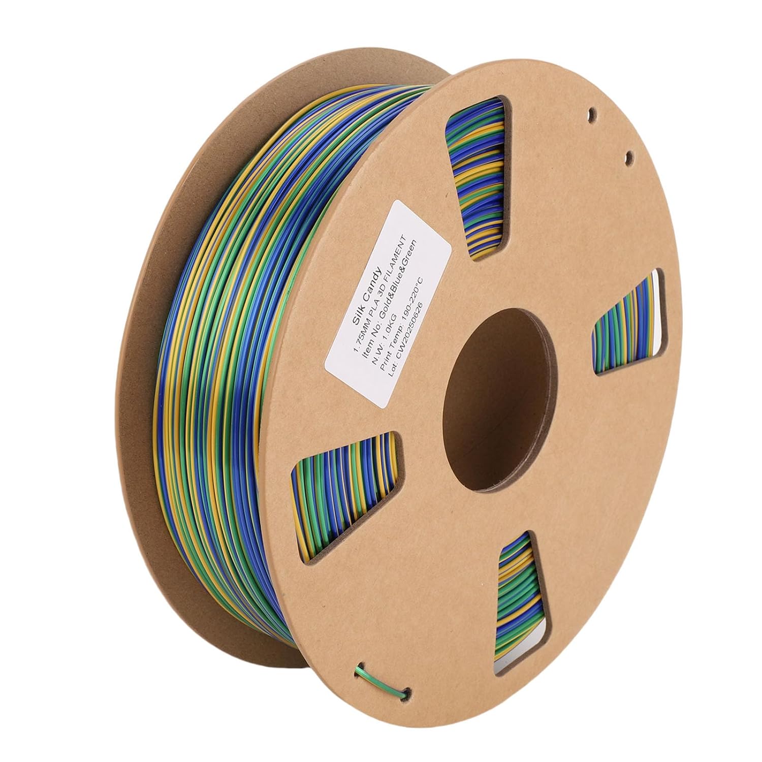 POCREATION PLA 3D Printer Filament, 1.75mm, 3 Colors Gold Blue Green, 1KG, 0.02mm Accuracy