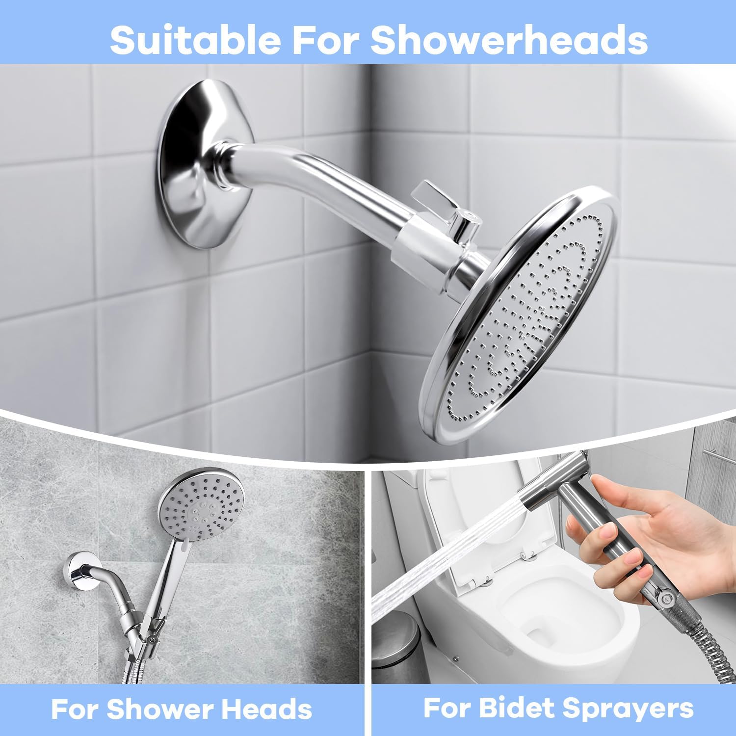 Shower Head Shut Off Valve, 1/2" NPT Water Flow Control Valve, 304 Lead-Free Stainless Steel Mini Ball Valve with Handle Lever, Shower Head Valve for Handheld Shower Head（2 Packs）