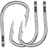 20pcs Live Bait Fishing Hooks, Stainless Steel Saltwater Bait Fish Hook Strong Sharp Circle Hook Size: 1/0-12/0