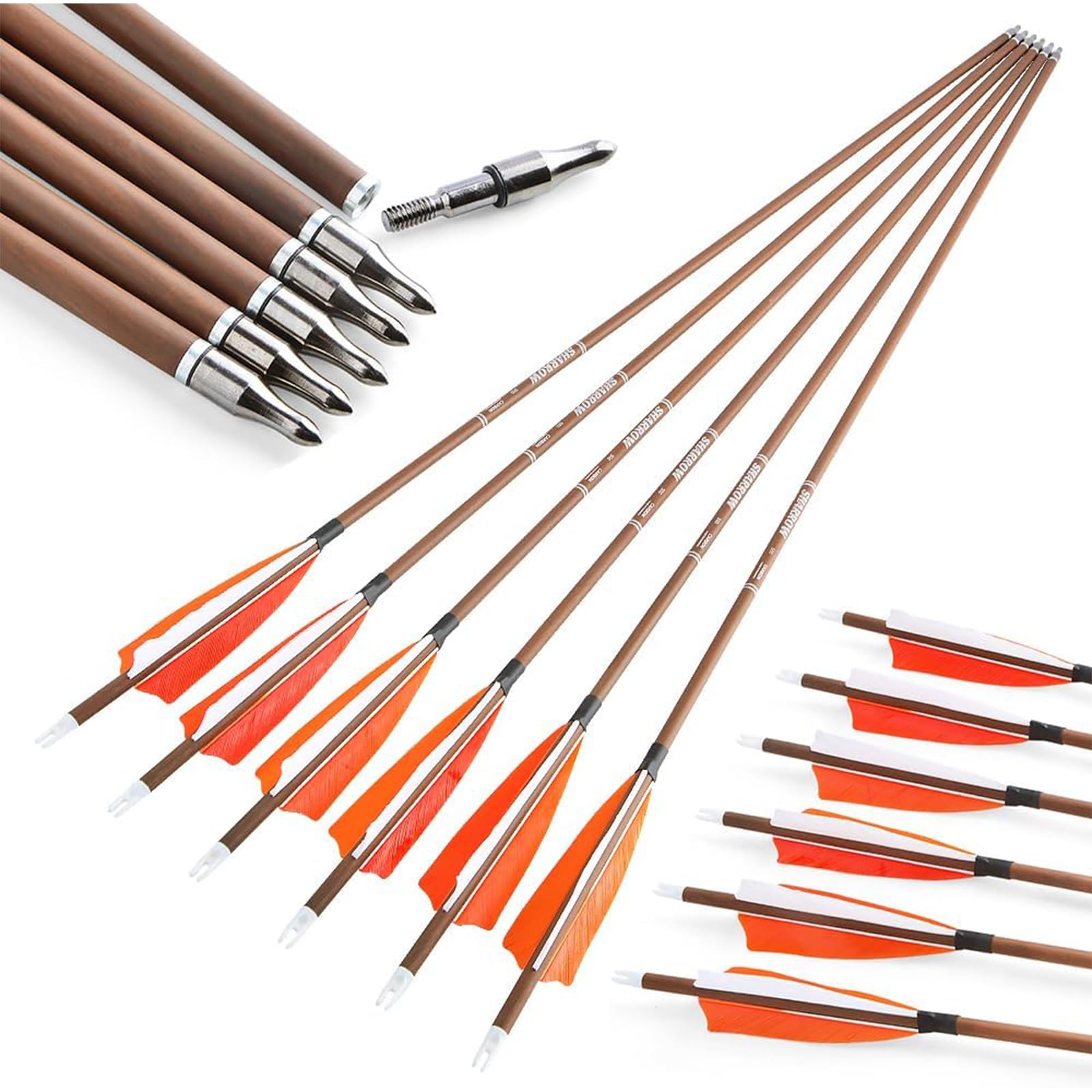 Frecce Carbonio Per Arco 30 Pezzi - Punte Sostituibili Per Caccia E Tiro Con Arco - Foto 5