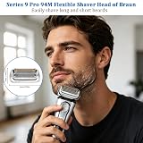 Series 9 Pro głowica goląca 94 m, zamienna część do golenia dla mężczyzn, seria 9, kompatybilna z głowicą golącą Series 9 Pro 9477cc, 9330s, 9465cc, 9460cc, 9419s, 9390cc, 9385cc, kolor srebrny matowy