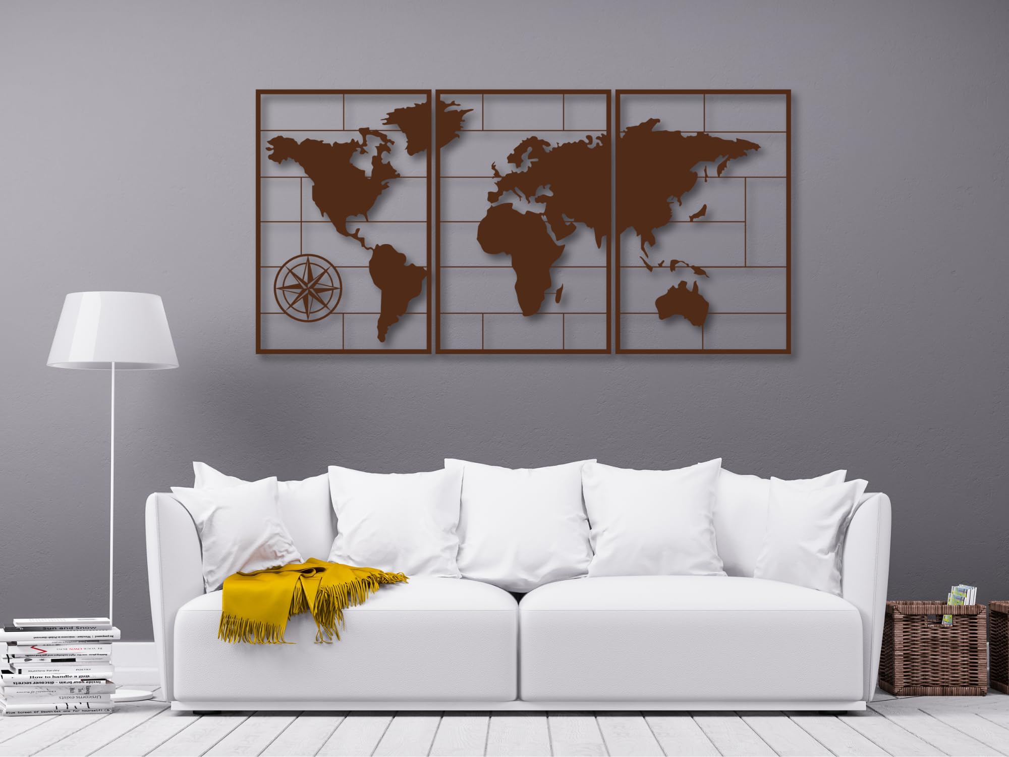 Tableau Mural Carte Du Monde Sans Cadre - Décoration Moderne Pour Salon, Chambre, Bureau - 60x40 Cm - 4