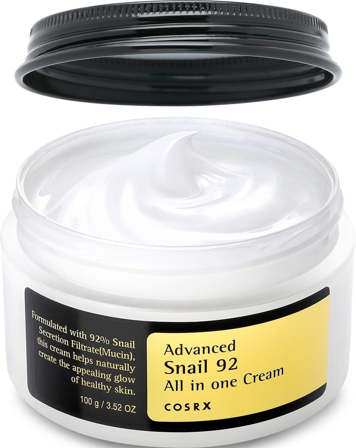 COSRX Snail Mucin 92% Face Moisturizer for Soft & Glowy Skin, 3.52 oz. | Lightweight Moisturing & Soothing Cream for All Skin Types, Korean Skin Care, Korean Moisturizer Face Cream