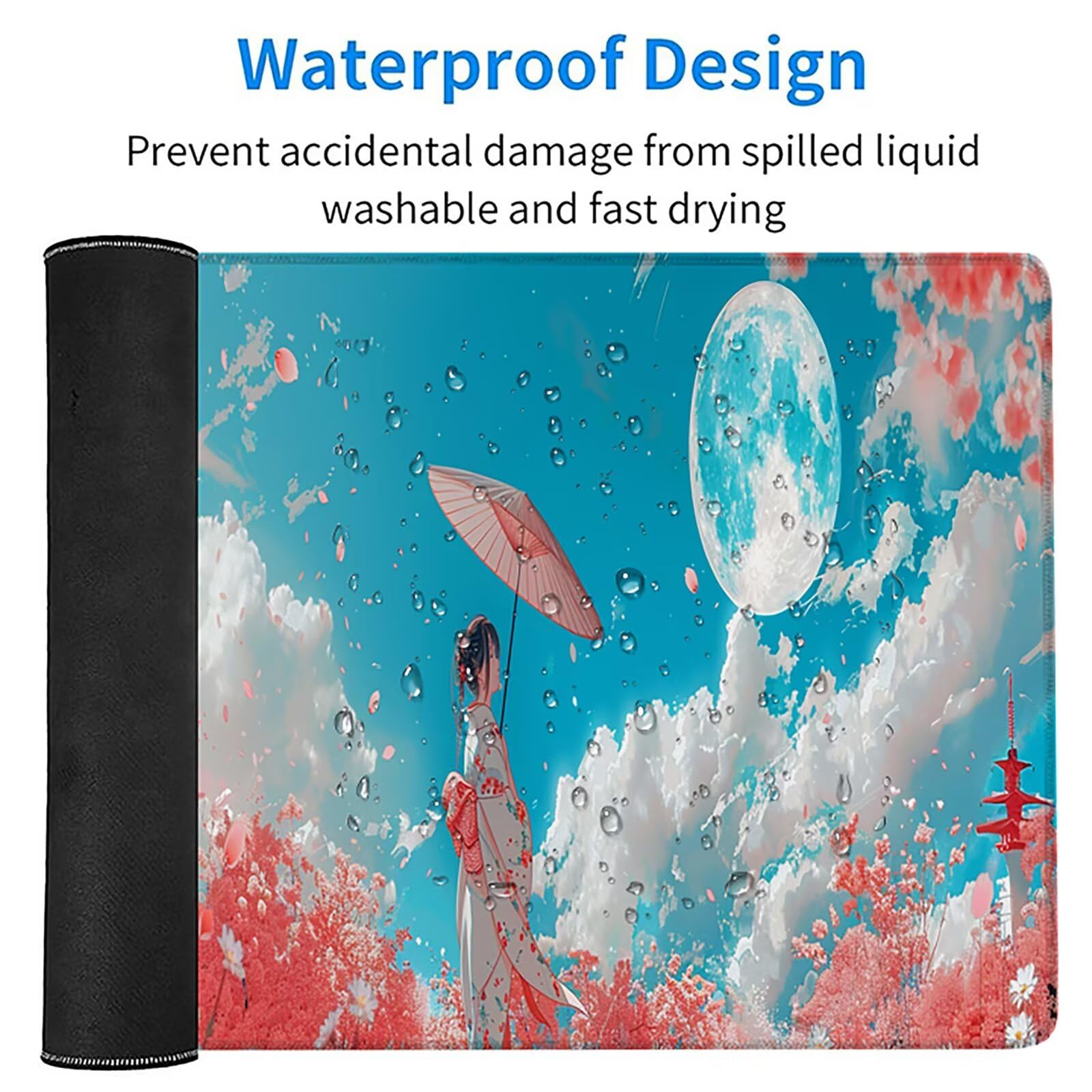 Azul Alfombrilla Ratón XXL 1600x800x3mm, Mujeres Japonesas Mouse Pad U-1020 | Alfombrilla Ratón Gaming Mejora la Precisión y la Velocidad, Alfombrilla Escritorio para Jugadores de PC, Oficina
