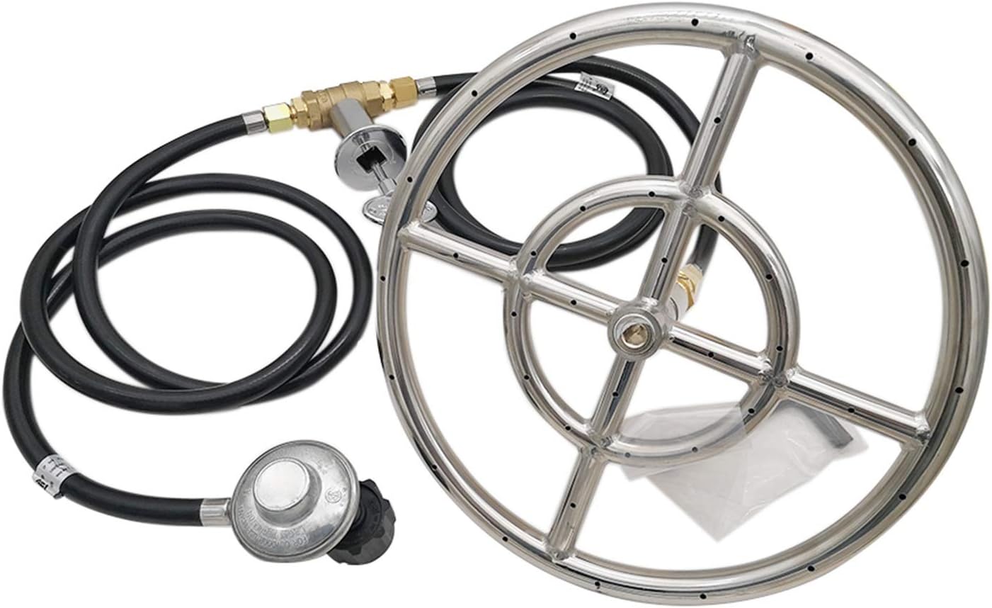 Propane Burner Kit Control Sytem Regulator Control Valve for Outdoor Fire Pit Fireplace with 12" Double Ring Burner Set