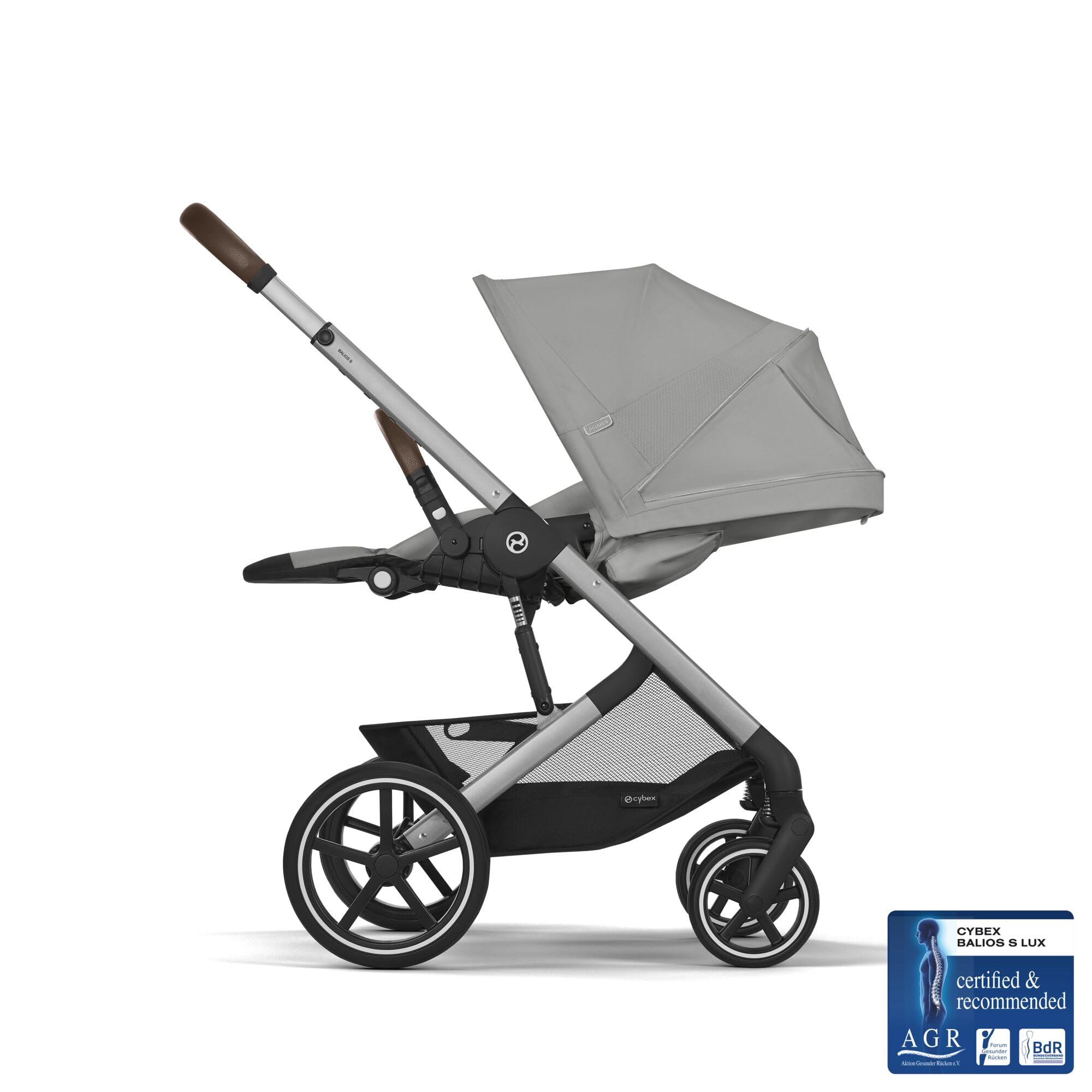 CYBEX Gold Balios S Lux Kinderwagen, Ergonomische Liegeposition, Einhand-Gurtsystem, ab Geburt bis 22 kg, Stone Grey
