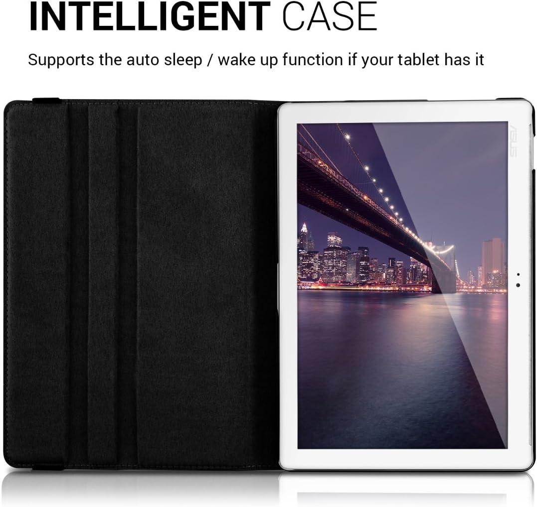 kwmobile 360° Case Compatible with Asus ZenPad 10 (Z300) - PU Leather Tablet Cover with Stand Function - Black