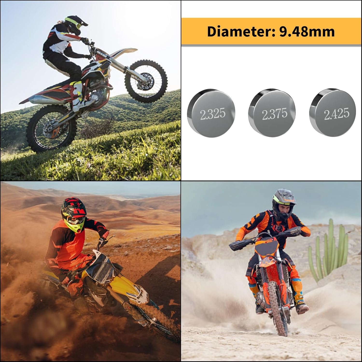 Adjustable Valve Shim Kit 9.48mm O.D. 1.20mm-4.00mm Thick for LT-Z400 QuadSport Z 2003-2012 LTR450Z LT-R450 QuadRacer 2006-2011/ YFZ450R YZ250FX YZF-R1 WR250F/Kawasaki KFX400(208Pcs)
