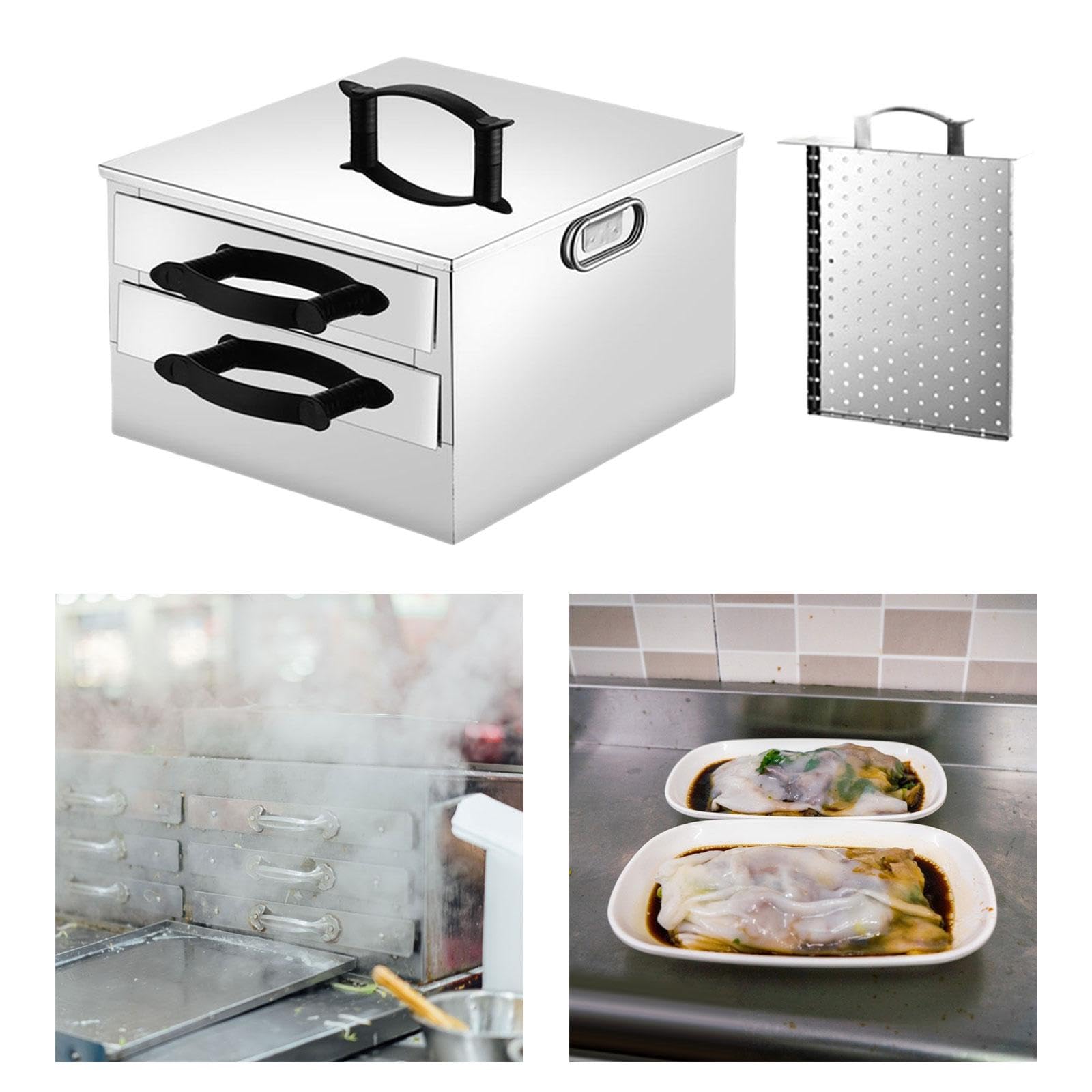 F Fityle Machine à Rouler Le Riz et Les Nouilles, ustensiles de Cuisine à la Vapeur, avec tiroir, pour Petits Pains, équipement de Cuisine, Petit déjeuner, 304 2 Couches