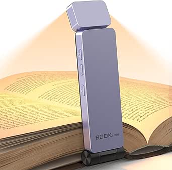 Reading Light Book Clamp, Bedside Reading Lamp with 3 Colors & Stepless Dimming, 500mAh USB C Rechargeable Clamp Light Book Lamp for Night Reading, Mini LED Reader