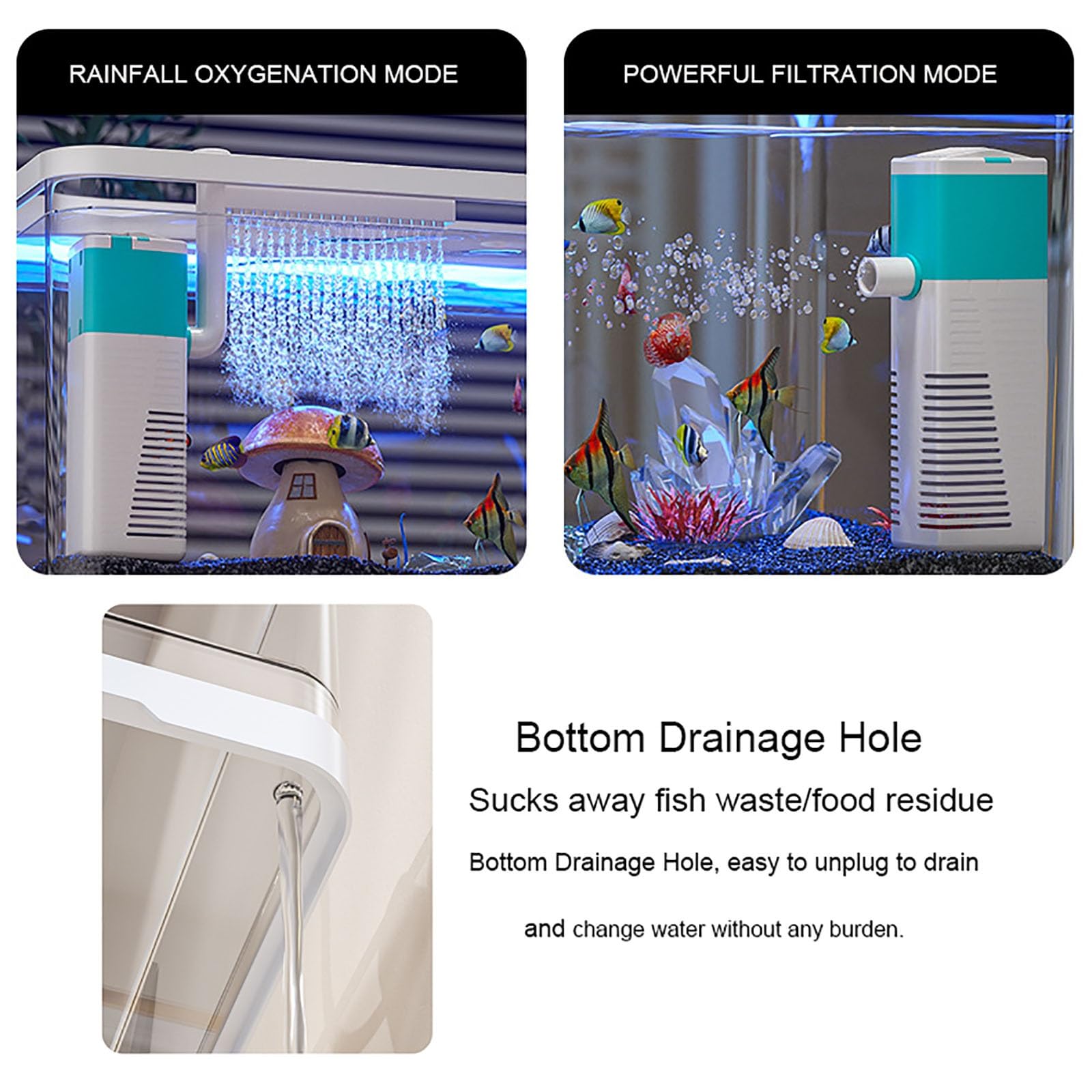 Acuarios Y Peceras Completas, Acuario con Luz Nocturna LED, Pecera con Sistema De Filtrado Integrado E Iluminación LED,Bajo Ruido Y Silencioso(M)