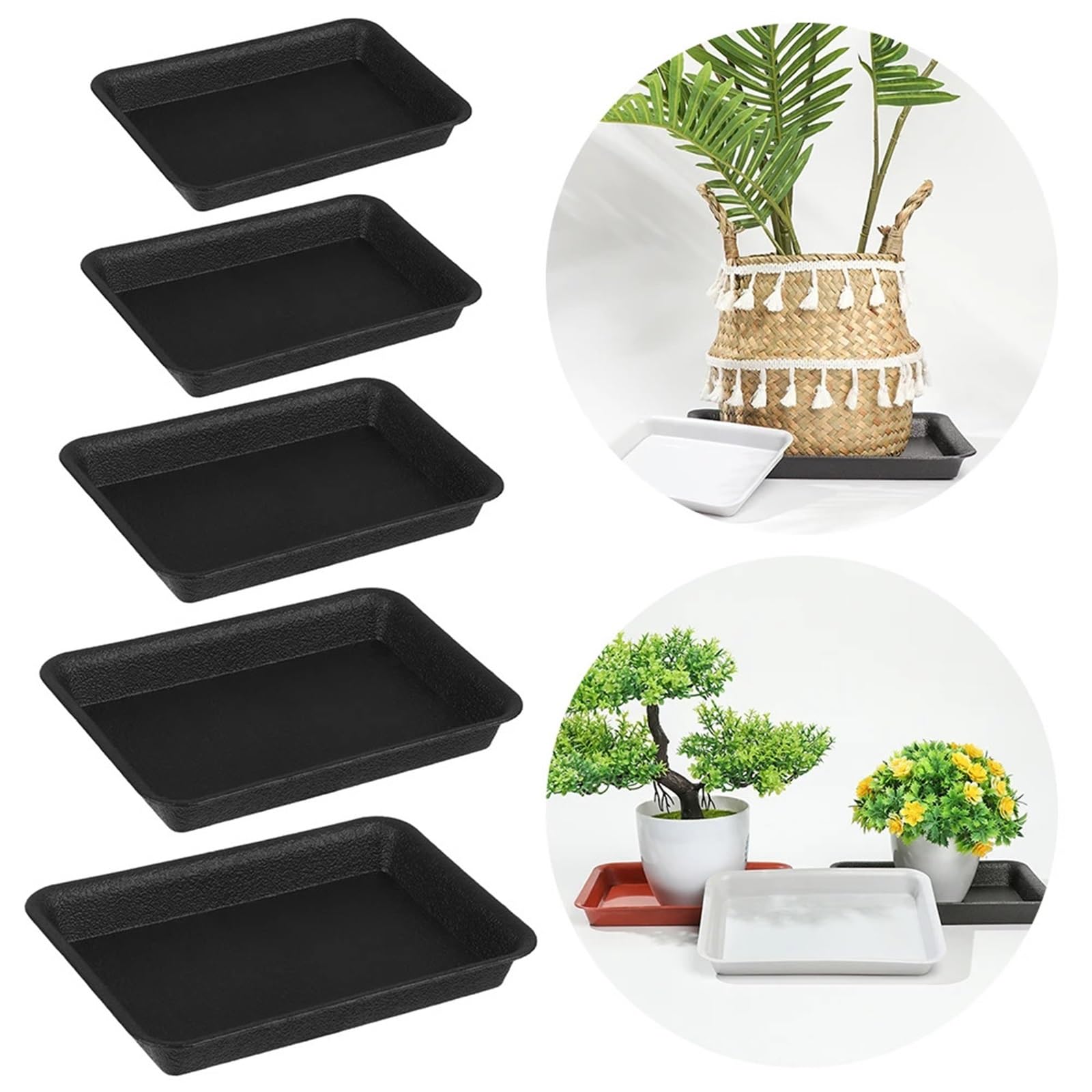 Bandeja rectangular for macetas, platillo for plantas, bandejas de goteo, platillos de plástico, bandejas resistentes for plantas de jardín for interiores y exteriores Bandeja Para Macetas(Red 35cmX25