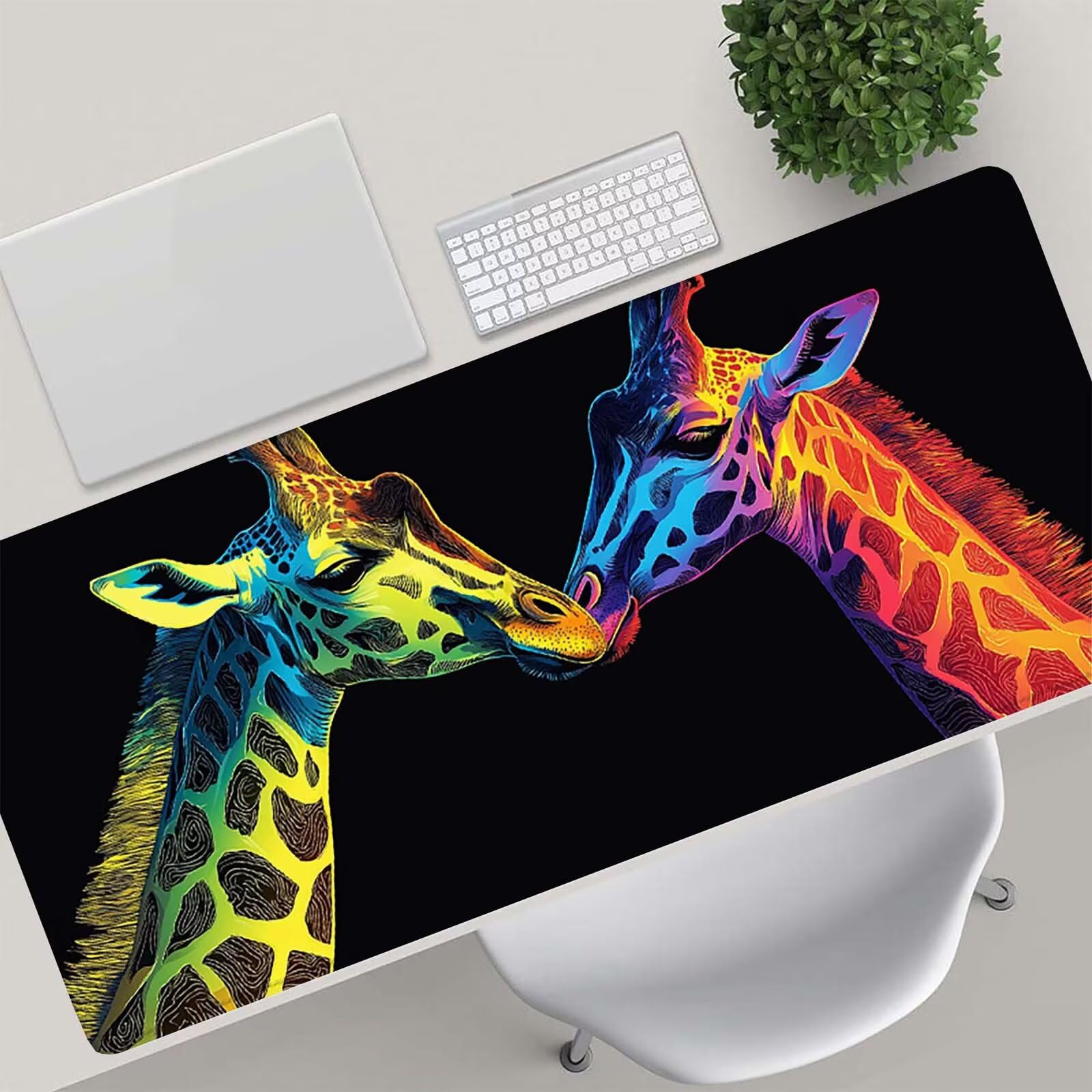 Tappetino Mouse Gaming, 1200x600mm Tappetino Mouse XXL nero 0c0-292 | Mouse Pad Grande, Ottimizzato per i Sensori da Gioco, Migliora Precisione e Velocità, per Mac e PC, giraffa