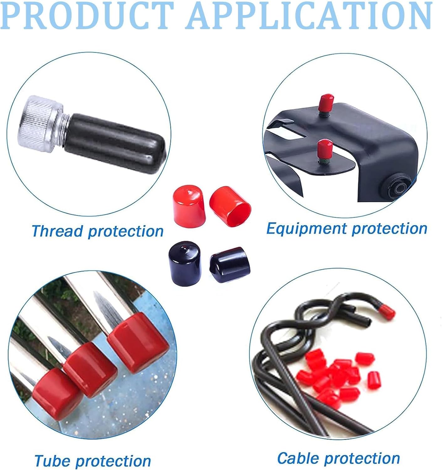 TOP-VIGOR 200Pcs 2mm ID Round Rubber End Caps, Flexible Screw End Caps Thread Protectors, Black Vinyl Bolt Covers Rubber Covers for Screws, Tubes, Cables, Wires, etc