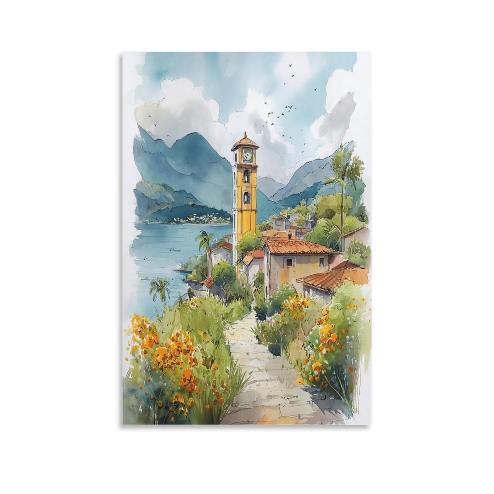 XWYMXZ Nicaragua City 20x30inch(50x75cm) Vintage Travel Poster Watercolor Canvas Art