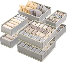 Drawer Organizer, Set of 8 Folding Wardrobe Organizer | Drawer Dividers, Organizer Suitable for Underwear, Bras, Socks, Handkerchiefs and Ties (Grey)