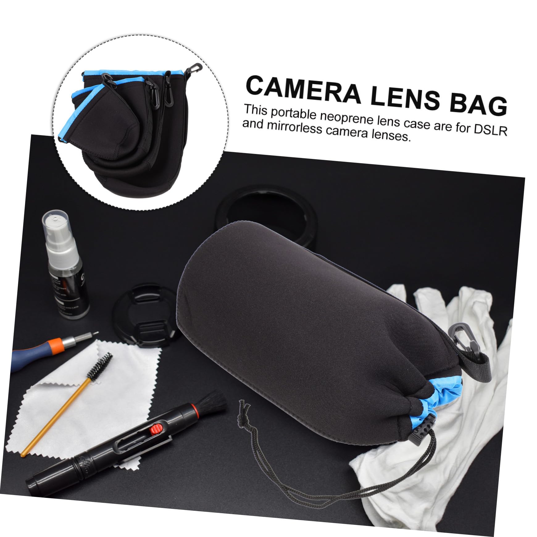 Veemoon 2 Series Estuche para Lentes De Cámara De Neopreno De Fundas Protectoras Resistentes con Cierre para Fotógrafos Profesionales Y Aficionados 4 Piezas*2