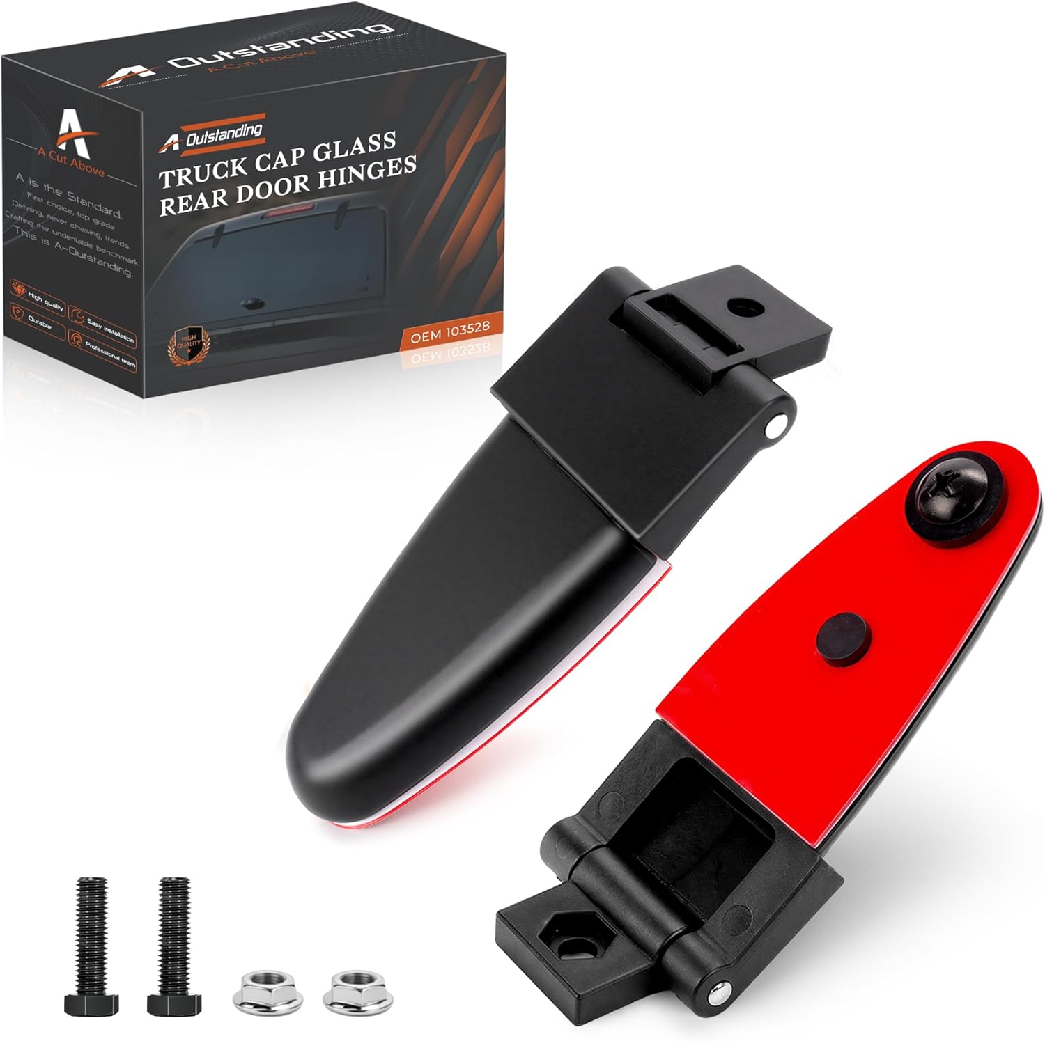 2PCS Truck Bed Tailgate Accessories: All Glass Rear Door Hinges Compatible with Leer Truck Cap 100XL 100LE 100XR, Rear Window Liftgate Hinge Set, 2 Hole Design, Replaces Part #103528