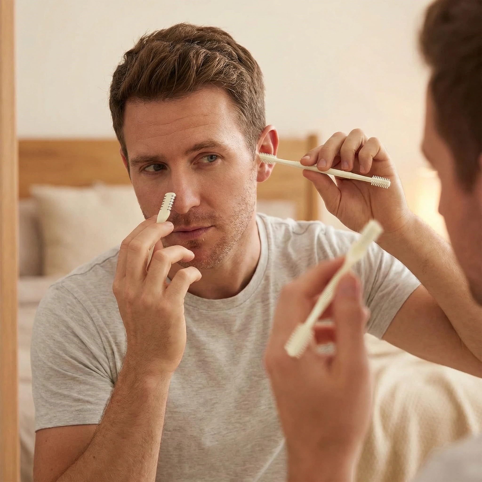 Nasal Hair Cutter and Nose Hair Clipper Set 6-Piece - 2-in-1 Manual Nose Hair Trimmer for Men with