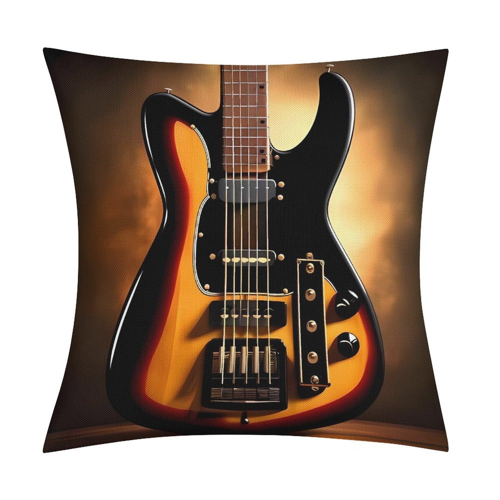 Fodpand Style Instrumental Guitar Pillow Covers 18X18 Inch, Pillow Cases Boho Farmhouse, Throw Pillow Covers For Couch Sofa Bed Spring Home Decor