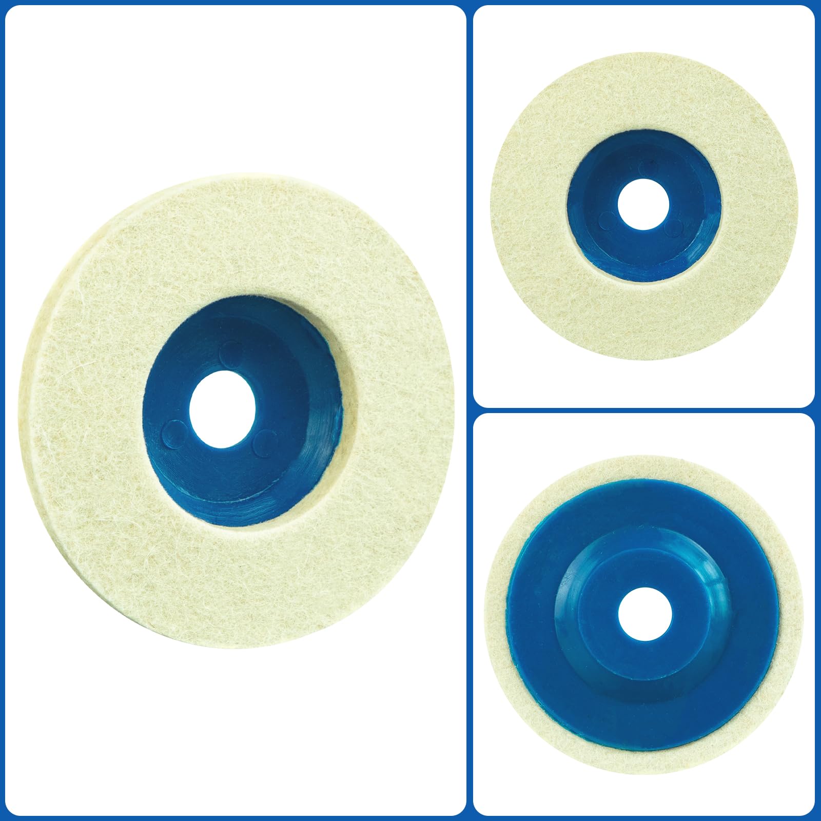 SALI Lot de 10 Disques de Polissage pour Meuleuse d'angle en Laine 125 mm Laine Roue de Polissage pour Verre, Céramique, Métal, Marbre, Plastique, Voiture